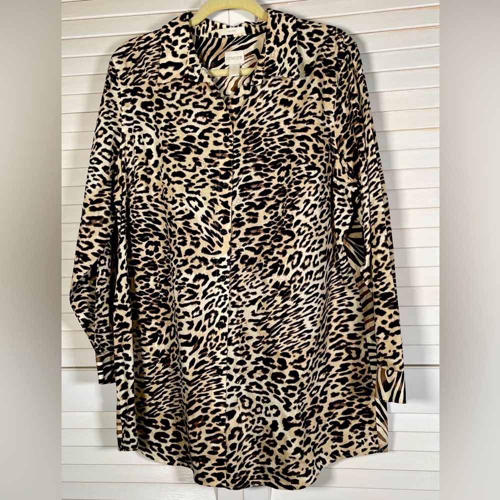 Chicos size 3 animal print cotton blouse